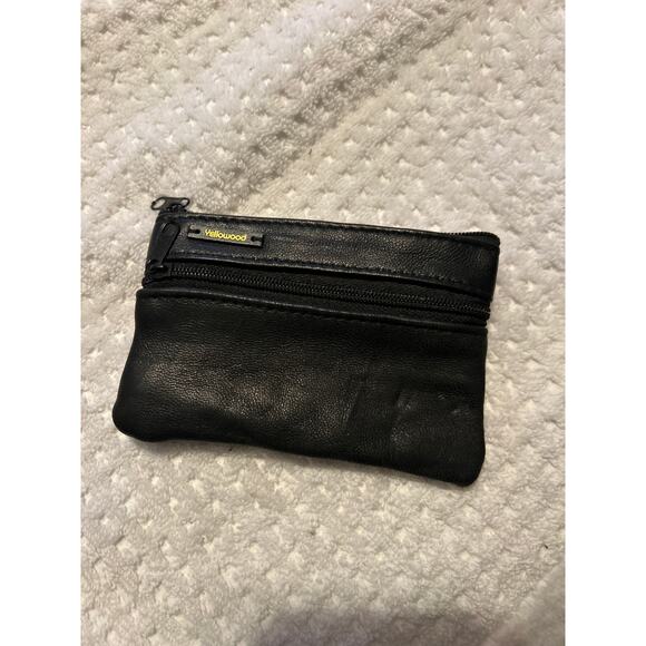 EUC Yellowood Black Leather Fingerboard Holder Wallet Coin Purse 5" x 3" - Picture 1 of 3
